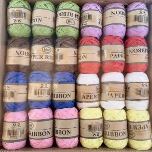 Mini ovillos rafia de papel 24u