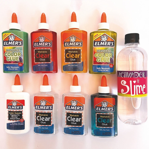Kit Slime Pack Activador 1 Lt. + 8 Pegamentos Elmers 147ml