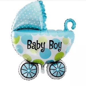 globo metálico coche niño baby shower 27x38 cms