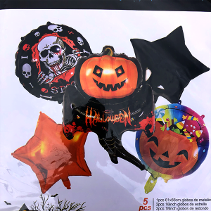 globos halloween CALABAZA FANTASMA set 5 piezas
