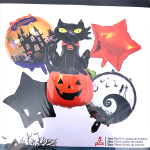 globos halloween GATO NEGRO set 5 piezas