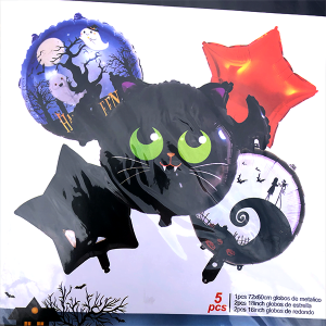 globos halloween MURCIELAGO set 5 piezas