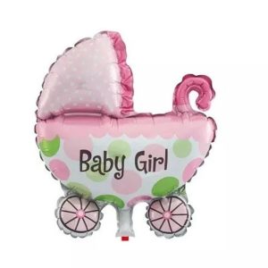 globo metálico coche niña baby shower 27x38 cms