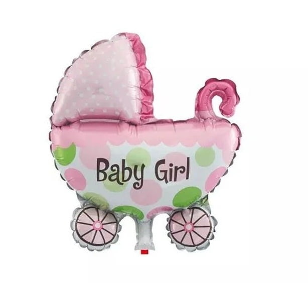 globo metálico coche niña baby shower 27x38 cms