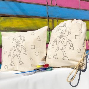 kit para pintar Cojín y morral de robot
