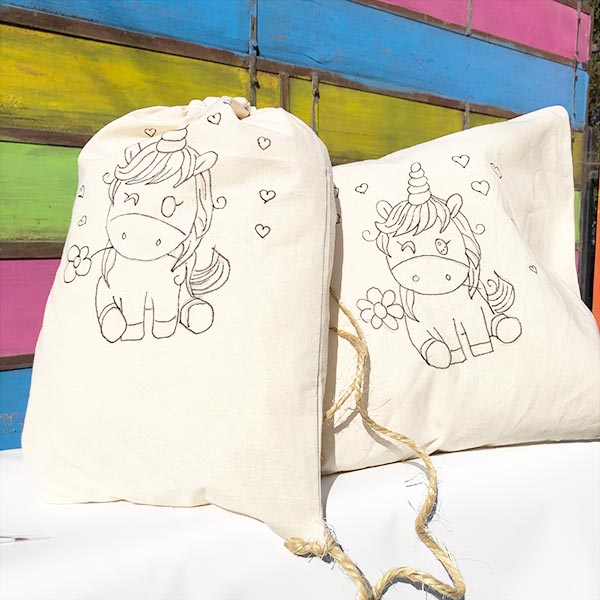 kit para pintar Cojín y morral Unicornio