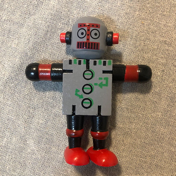 robot de madera gris