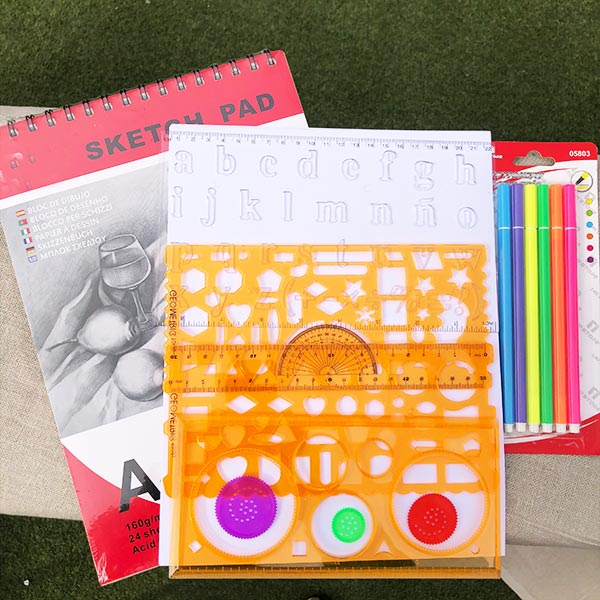 Kit croquera y reglas stencil